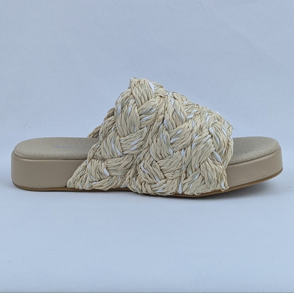 Antelope Bray Raffia Slide Sandal Leather Lining Natural EU39 8-8.5 NWOB - Picture 3 of 14